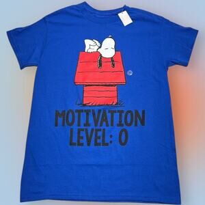 SNOOPY Men’s Small Blue Cotton T-Shirt